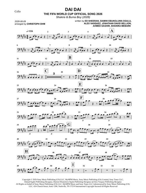 Dai Dai (Arr. Christoph Ohm) - Shakira & Burna Boy (Cello Solo)