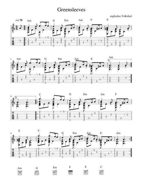Greensleeves - Guitar Arrangement (with Tabs)