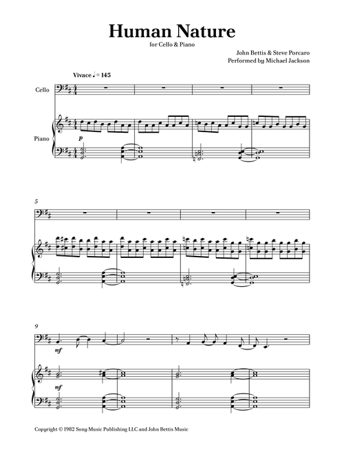 Human Nature (Arr. Caio Costa) - Michael Jackson (Cello and Piano)