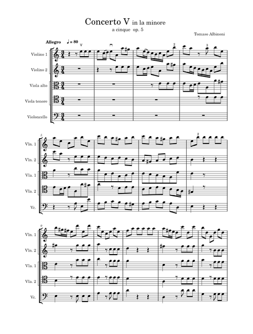 Concerto No. 5 op.5 in la minore a cinque – Tomaso Albinoni