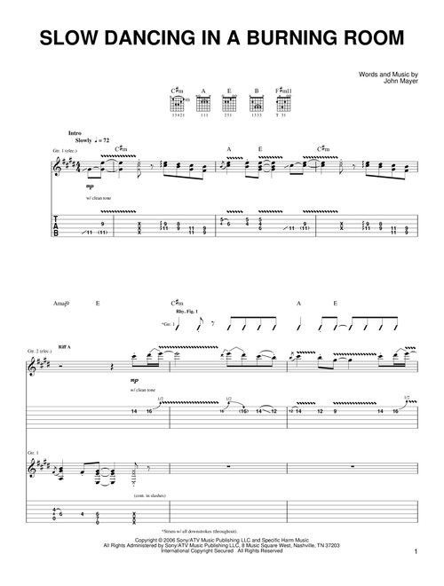 Slow Dancing In A Burning Room - John Mayer (Easy Guitar)