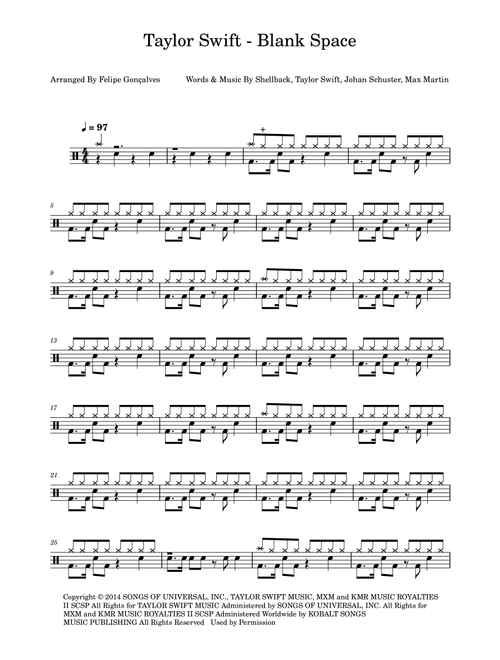 Blank Space (Arr. The Ninja) - Taylor Swift (Drums)