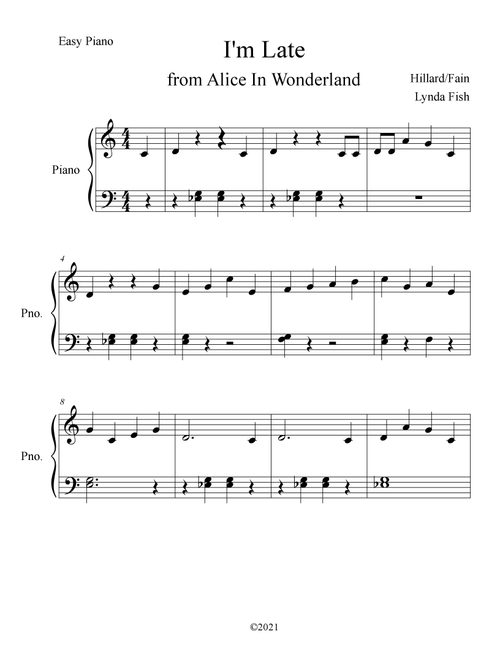 I'm Late (Arr. Lynda Fish) - Sammy Fain (Easy Piano)