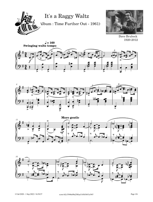 It's a Raggy Waltz – Dave Brubeck