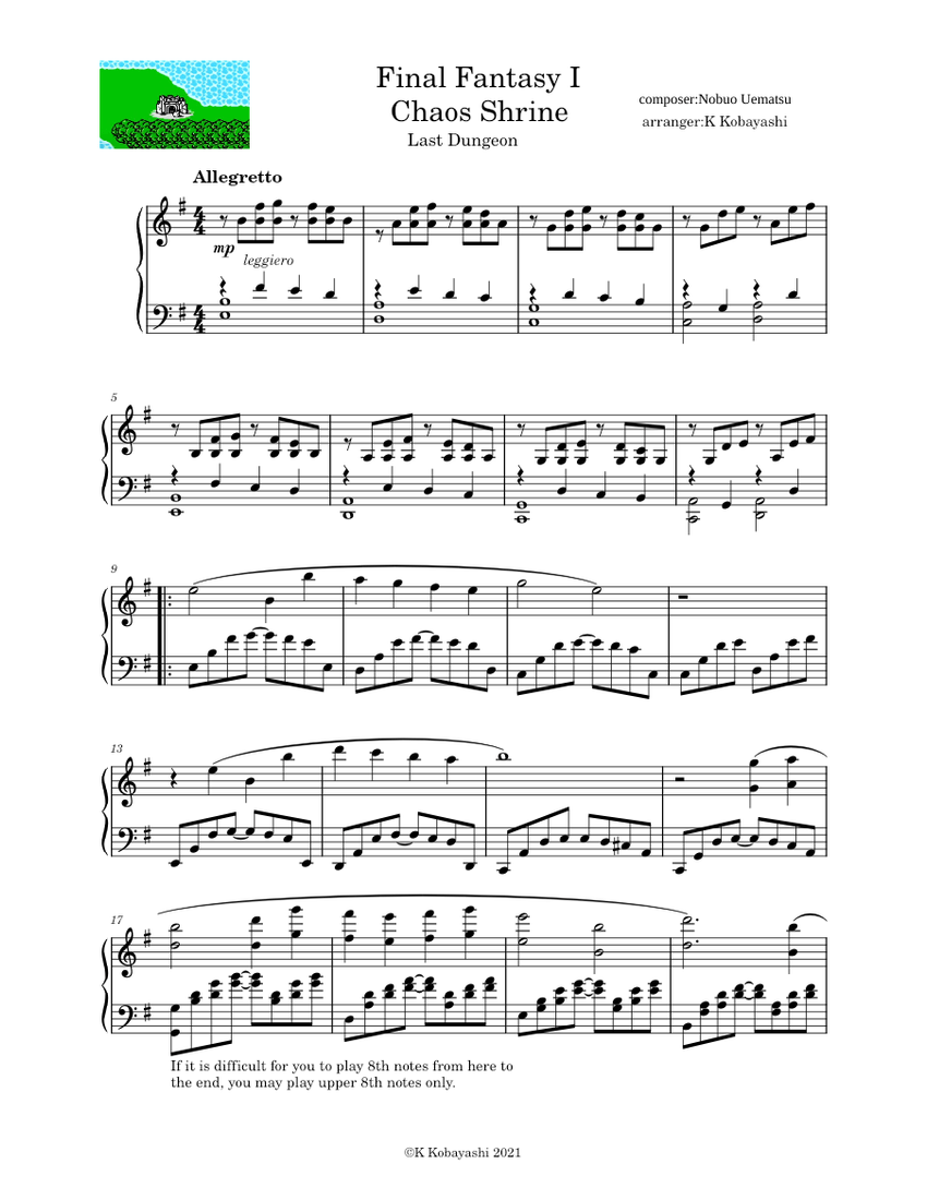 Final Fantasy I Temple of Chaos - Nobuo Uematsu Sheet music
