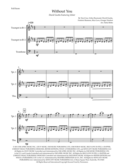 Without You (Arr. Fabio Britto) - David Guetta Featuring Usher (Brass Ensemble)