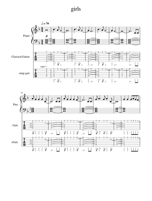 Girls – girl in red guitar fingerstyle arr.
