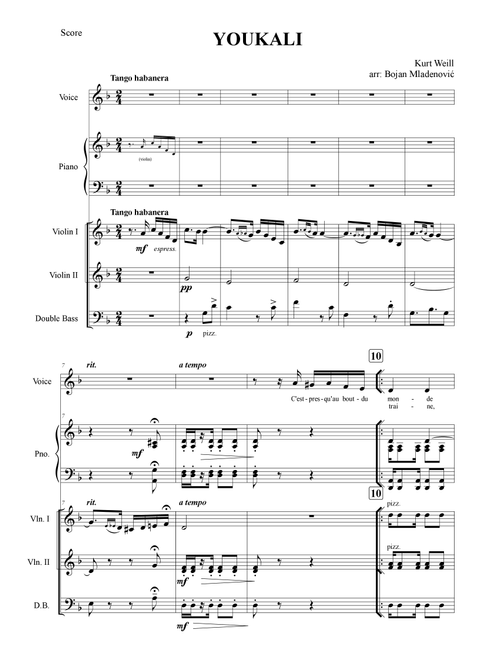 Youkali (Arr. Bojan Mladenović) - Kurt Weill (Small Ensemble)