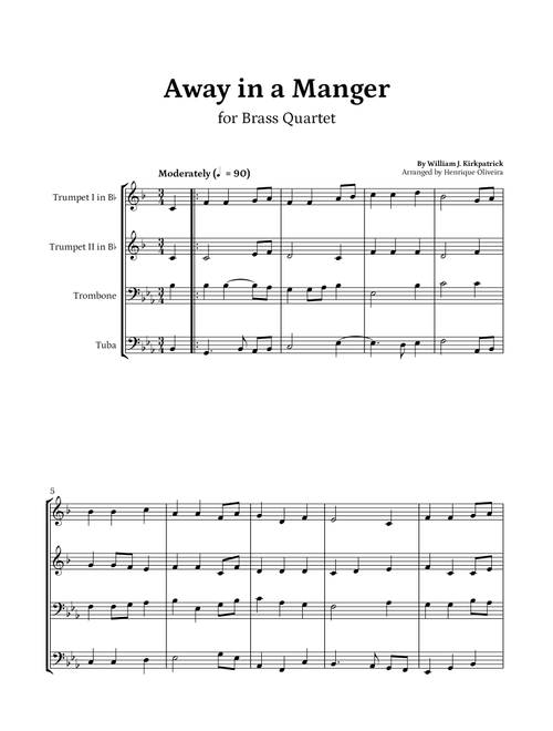 Away in a Manger (Brass Quartet) (Arr. Henrique Oliveira) - William J Kirkpatrick (Brass Ensemble)