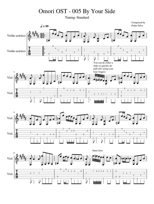Omori OST - By Your Side (for Solo Acoustic Guitar)