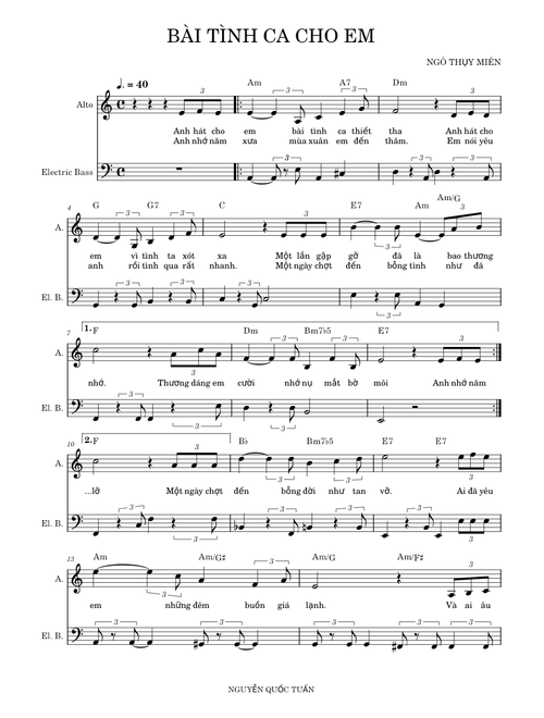 BÀI TÌNH CA CHO EM  - SLOW ROCK