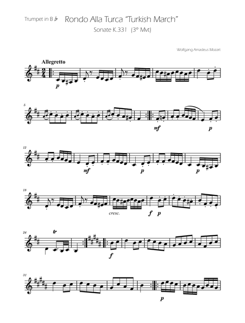Turkish March - Trumpet Solo (Arr. Ygor Nunes) - Wolfgang Amadeus Mozart (Trumpet Solo)