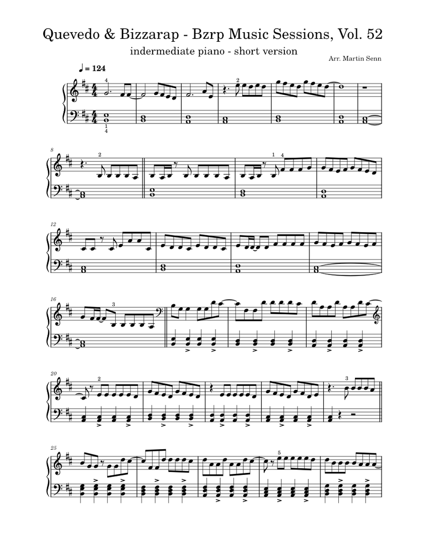 楽譜　Ｂ’ｚ／Ｐｌｅａｓｕｒｅ　　　２ Quevedo: Bzrp Music Session, Vol. 52 – El Toro Quevedo Sheet Music