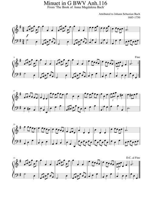 Minuet in G BWV Anh.116