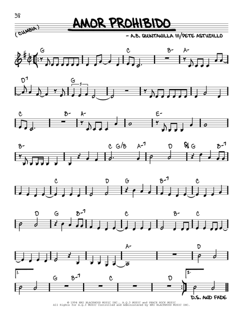 Amor Prohibido - Selena (Real Book - Melody-Chords)