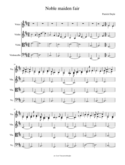 Noble maiden fair - voice and string quartet