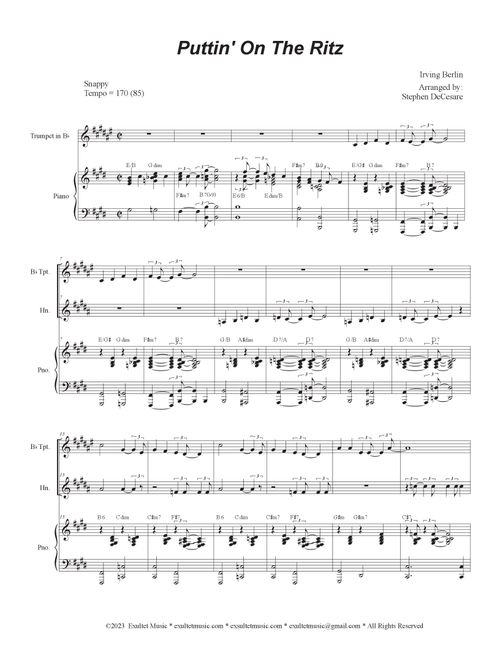 Puttin' On The Ritz (Duet for Bb-Trumpet and French Horn) (Arr. Stephen DeCesare) (Instrumental Duet and Piano)