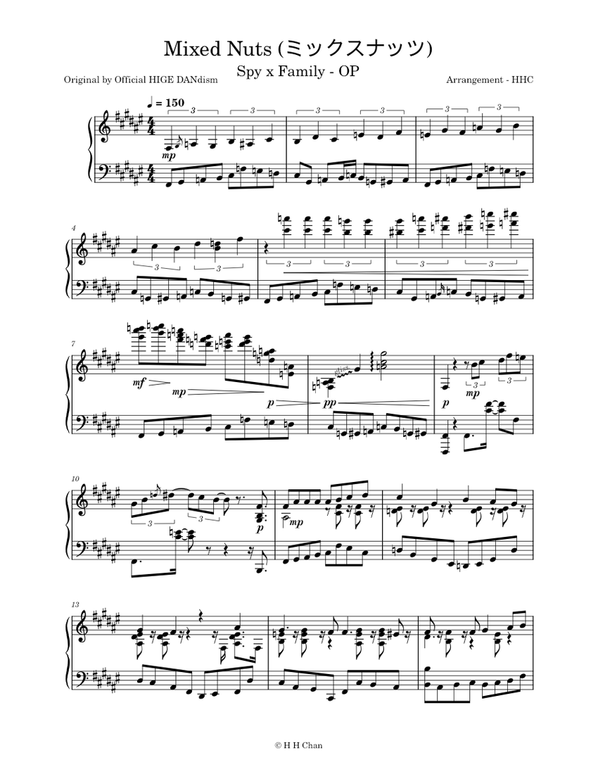 Mixed Nuts Official HIGE DANdism (Spy x Family OP) Sheet music for