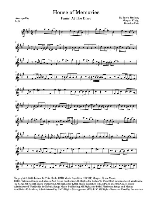 House Of Memories (Arr. Lufé) - Panic! At The Disco (Violin Solo)
