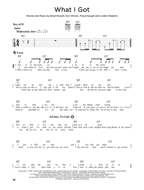 What I Got - Sublime (Guitar Lead Sheet)