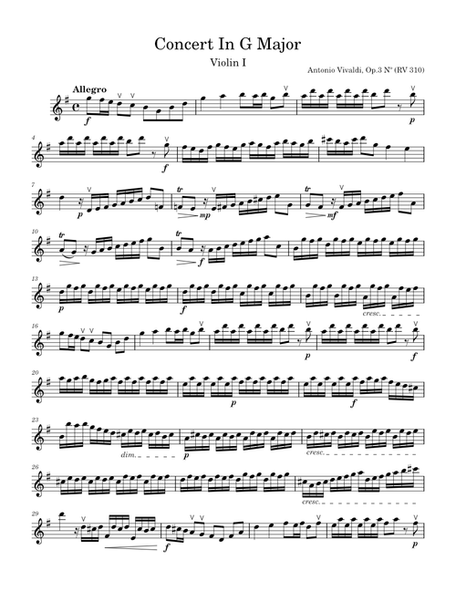 Violin Concerto in G major, RV 310 – Antonio Vivaldi