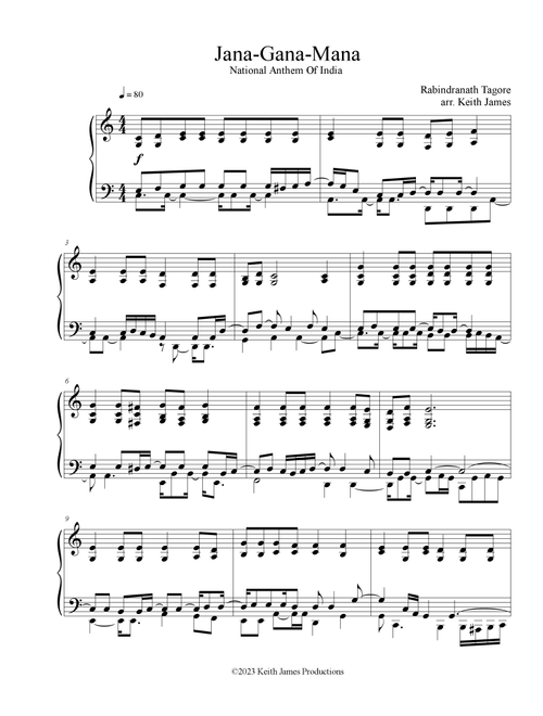 Jana Gana Mana (National Anthem Of India) (Arr. Keith James) (Piano Solo)