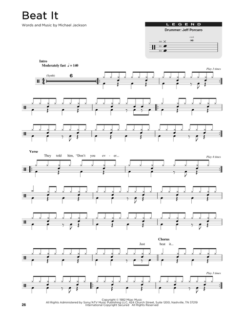 Beat It - Michael Jackson (Drum Chart)