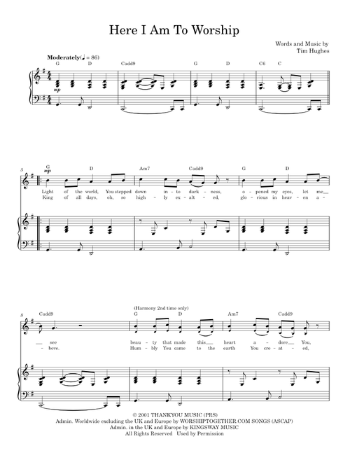 Here I Am To Worship - Tim Hughes (Piano Vocal)