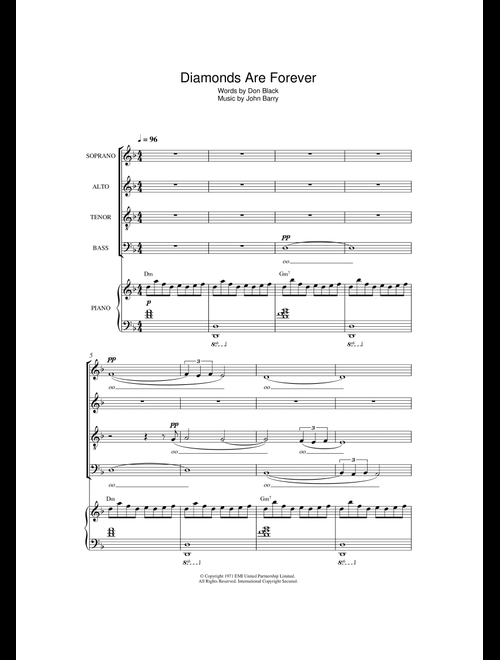 Diamonds Are Forever (arr. Thomas Lydon) (Arr. Thomas Lydon) - Shirley Bassey (Choral, SATB)