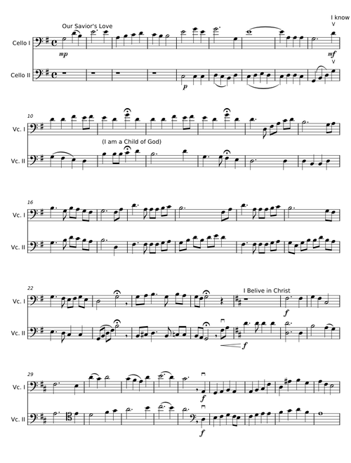 LDS Hymns Medely for Cello Duet