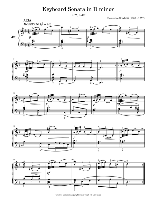 Keyboard Sonata in D minor, K.32, L.423 - Domenico Scarlatti