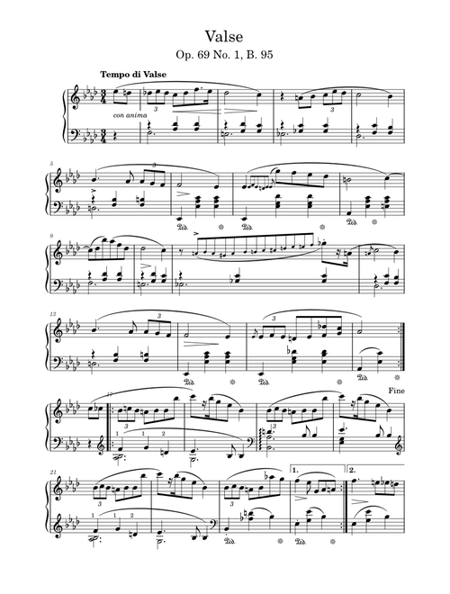 Waltz in A-flat major, Op. 69, No. 1 – Frédéric Chopin Valse Op. 69 No.1