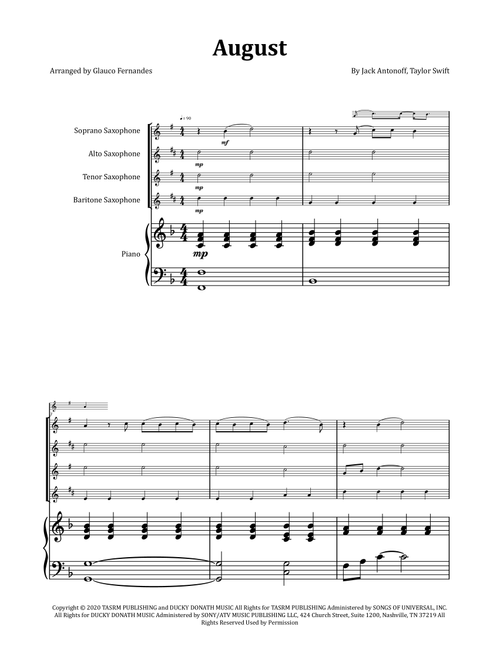 August (Arr. Glauco Fernandes) - Taylor Swift (Woodwind Ensemble)