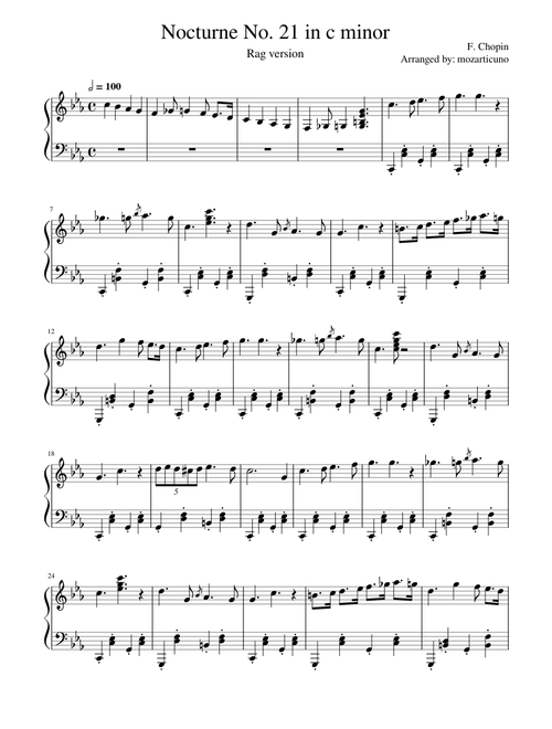 Nocturne No. 21 Op. Posth.  – Frédéric Chopin (Ragtime version)