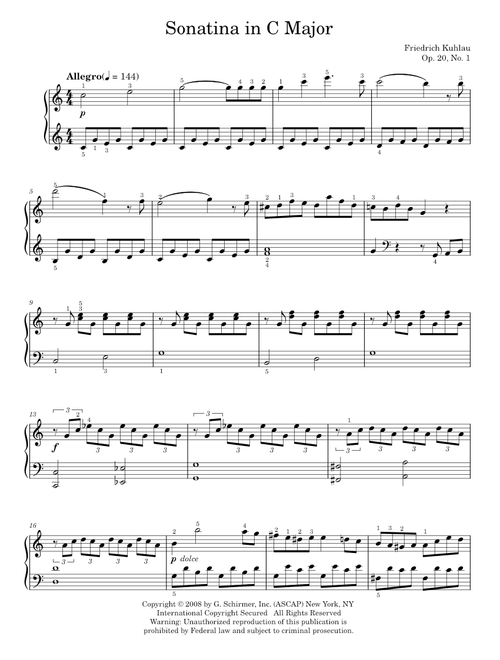 Sonatina In C Major, Op. 20, No. 1 - Friedrich Kuhlau, Jennifer Linn (Piano Solo)