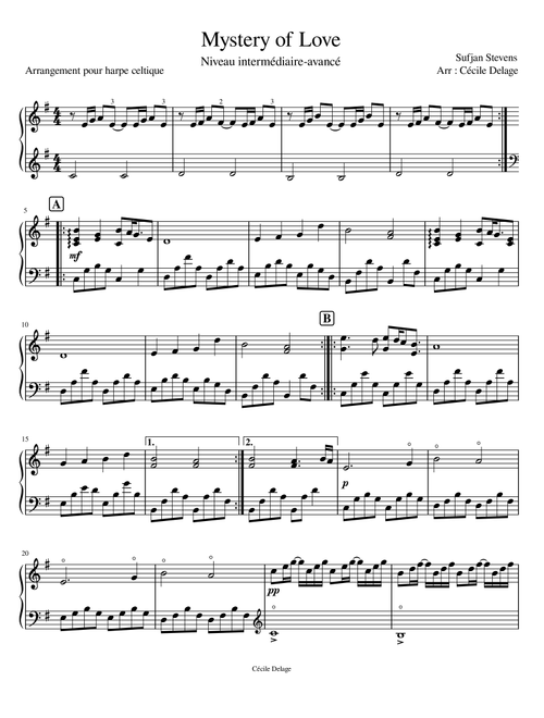 Mystery of Love (Arr. Cécile Delage) - Sufjan Stevens (Harp)