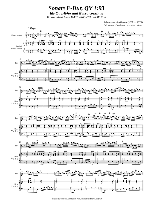 Quantz, J. J. _ Flute Sonata in F-Dur, QV 1 : 93