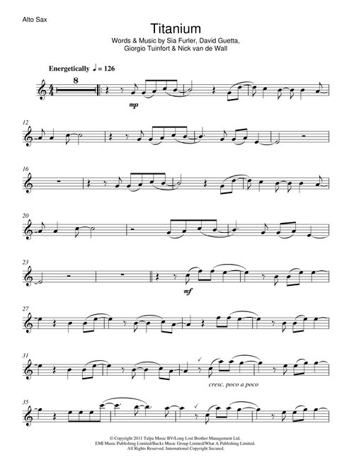 Titanium (feat. Sia) - David Guetta (Alto Sax Solo)