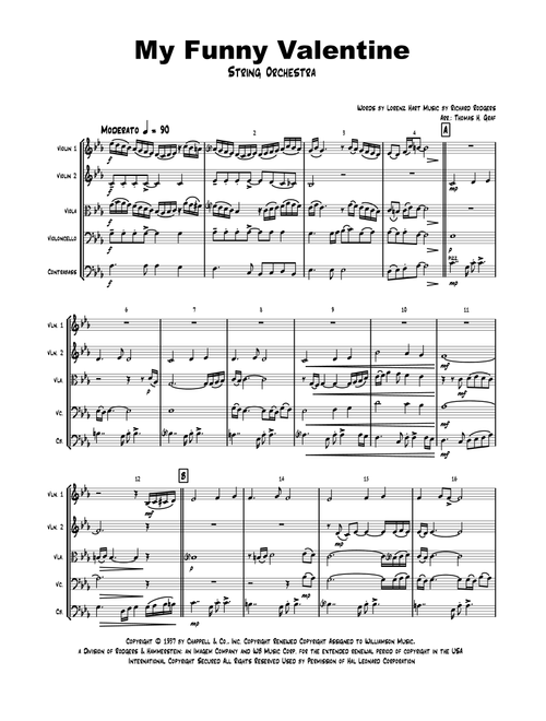 My Funny Valentine (Arr. Thomas H. Graf) - Richard Rodgers (String Quartet)