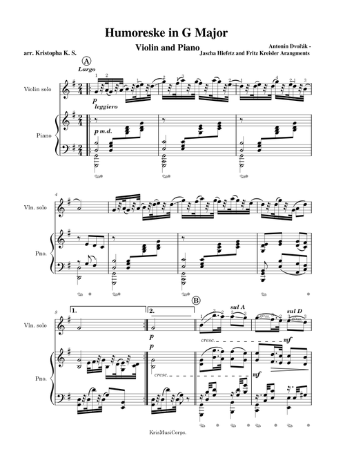 Humoresque No.7 Op.101 Violin Solo