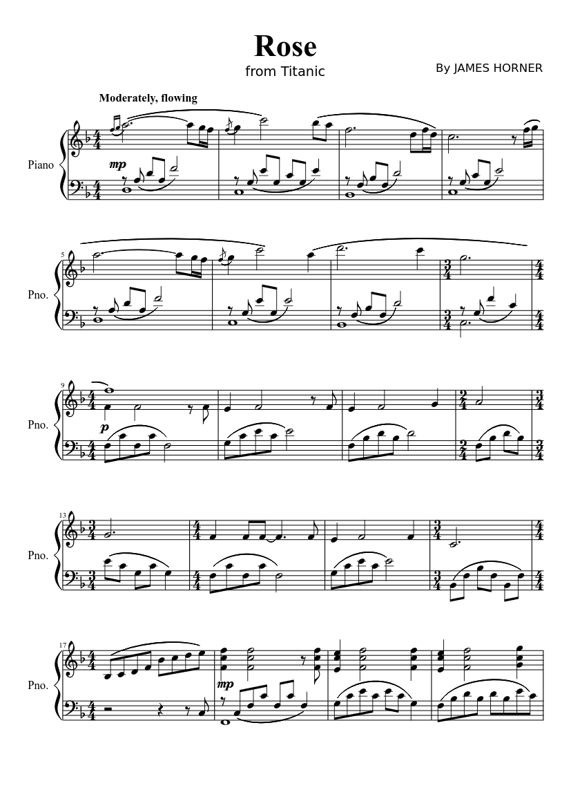 Rosefrom Titanic Sheet music for Piano (Solo) 