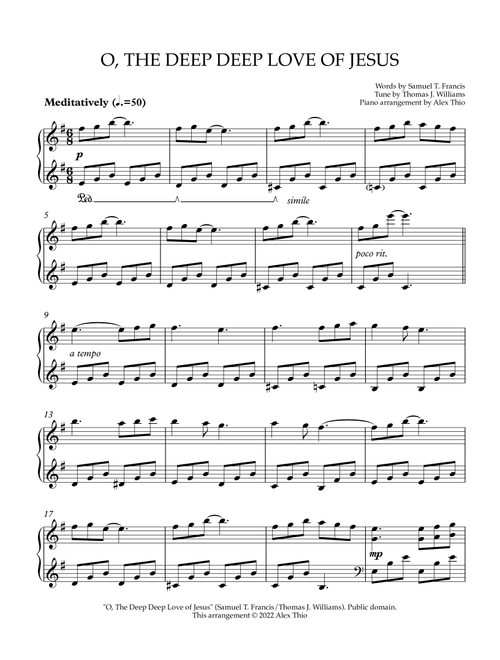 O, The Deep Deep Love of Jesus - Piano Solo (Arr. Alex Thio) - Samuel Trevor Francis (Piano Solo)