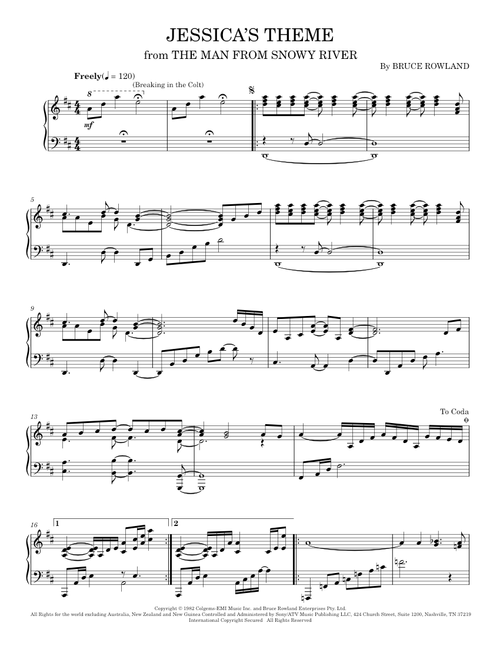 Jessica's Theme (Breaking In The Colt) (from The Man From Snowy River) - Bruce Rowland (Piano-Vocal-Guitar)