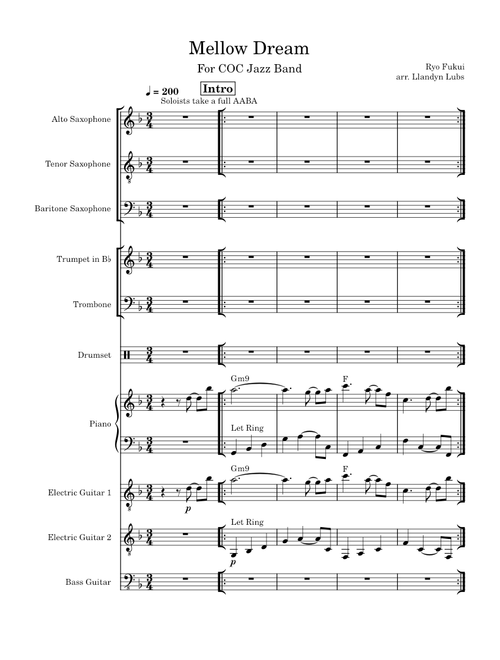 Mellow Dream – Ryo Fukui Ryo Fukui Mellow Dreams arranged for COC Jazz Band by Llandyn Lubs