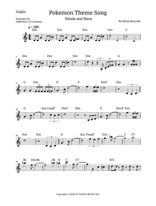 Pokemon (Arr. Jefferson LS Cassiano) - Shinji Miyazaki (Violin and Piano)