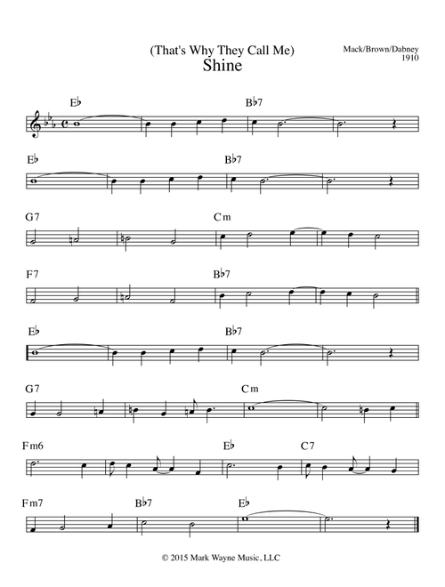 Shine (Arr. Mark Huxhold) - Mack/Brown/Dabney (Lead Sheet - Fake Book)
