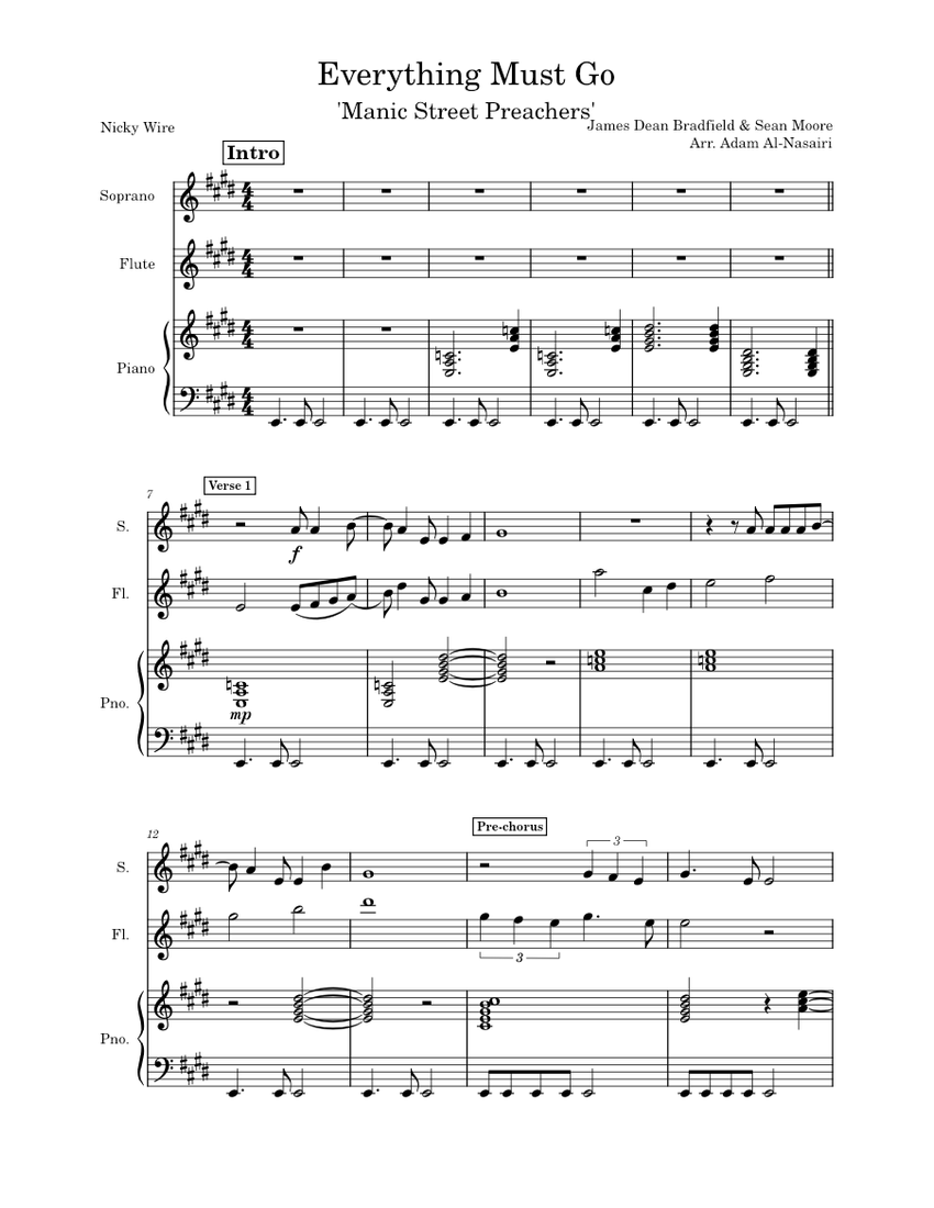 Everything_Must_Go Sheet music for Piano, Soprano, Flute