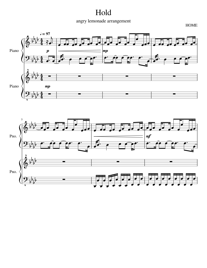 Hold Sheet music for Piano (Piano Duo)