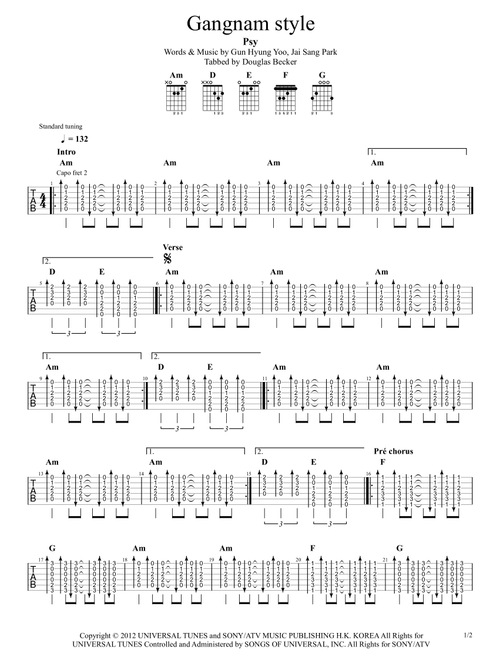 Gangnam Style (Arr. Douglas Becker) - PSY (Guitar Tab)