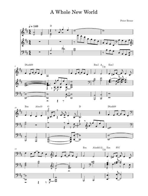 A Whole New World – Peter Bence (MIDI transcription)